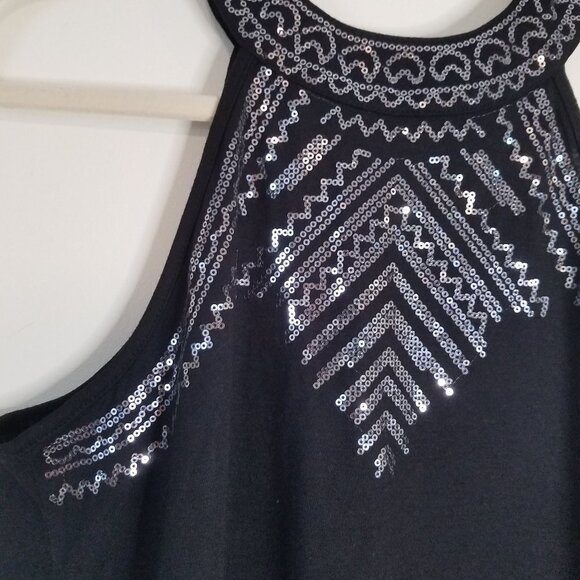 Black sequined top sz Large - Picture 3 of 6